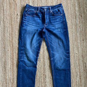 AMERICAN EAGLE | Blue Tomgirl Stretch Button Fly Jeans | 8 X-LONG
